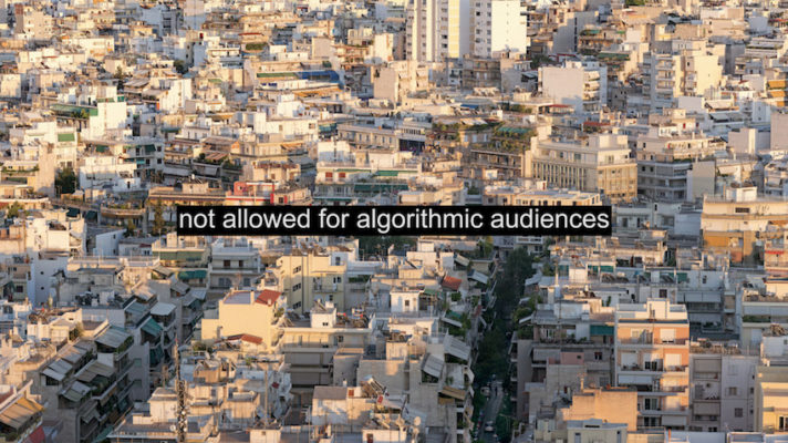 'Not allowed for algorithmic audiences', Videostill, Kyriaki Goni, 2021