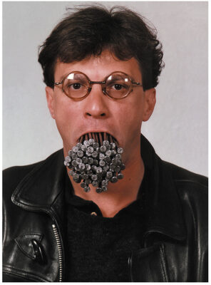 Luchezar Boyadjiev, How many Nails in the Mouth, Self Portrait with 2 kg 12,5 cm Long Nails in the Mouth, 1992–1995, Courtesy Künstler