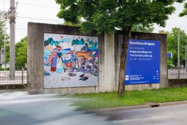Małgorzata Mirga-Tas,  Tełe Ćerhenia Jekh Jag,  Installationsansicht KUB Billboards, 2025, Photo Markus Tretter, © Małgorzata Mirga-Tas, Kunsthaus Bregenz, Courtesy of the artist