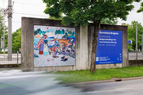 Małgorzata Mirga-Tas,  Tełe Ćerhenia Jekh Jag,  Installationsansicht KUB Billboards, 2025, Photo Markus Tretter, © Małgorzata Mirga-Tas, Kunsthaus Bregenz, Courtesy of the artist