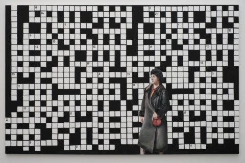 Paulina Ołowska, Crossword Puzzle with Lady in Black Coat, 2009