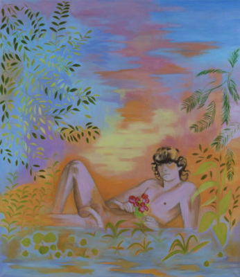 Eleni Bagaki, Man Under the Sky (he Imagined his Life Naked), 2023, oil on canvas, 230 x 200 cm